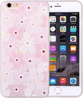 iPhone 6(S) Plus (5.5 inch) - hoes, cover, case - TPU - Roze en wite bloemen