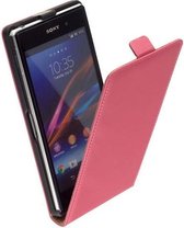 Leder Flip case case Telefoonhoesje - Sony Xperia Z1 Roze