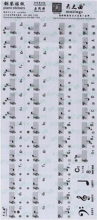 Piano/Keyboard Stickers - Eenvoudig muzieknoten leren - Geschikt voor 49,  61 en 88 toetsen | bol.com