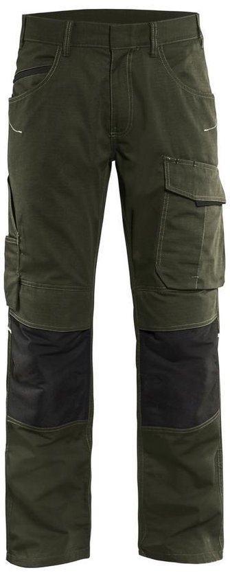 Blaklader Blåkläder 1495 Pantalon de service sans poches à clous-Vert / Noir-C56