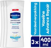 Vaseline Advanced Repair Bodylotion | 3 x 400 ml voordeelverpakking | Parfumvrij
