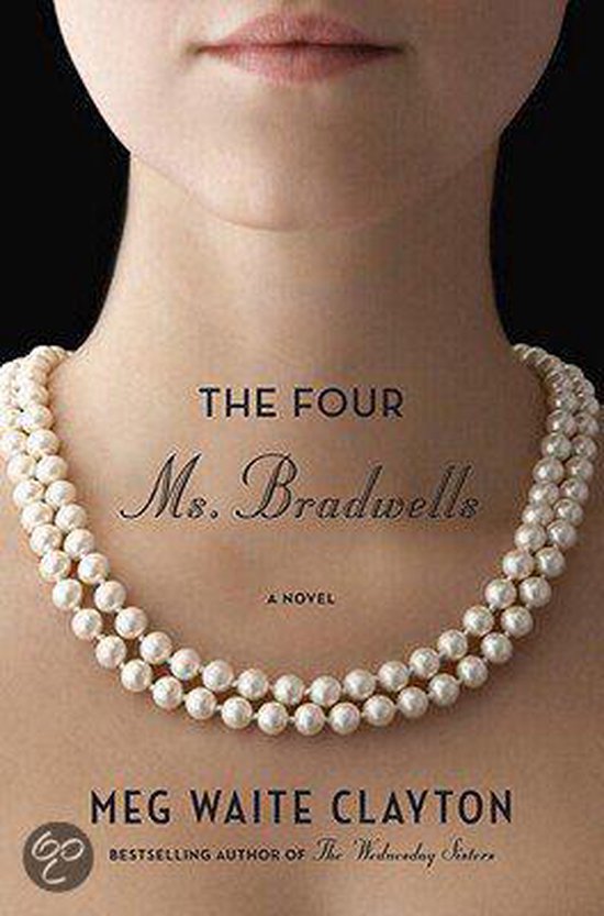 Boekomslag van "The Four Ms. Bradwells" met een parelketting en een deel van een gezicht.