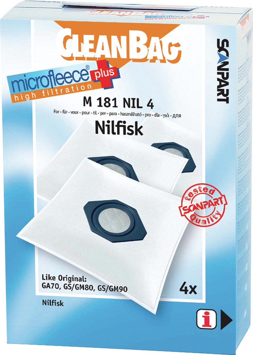 CleanBag stofzuigerzakken 4 stuks - Geschikt voor Nilfisk GA70 GM80 GM90 GS80 GS90