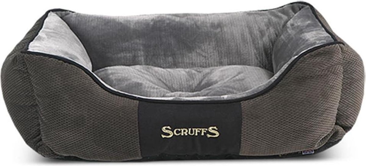 Hondenmand Zacht en Stevig, Anti-Slip en Wasbaar - Scruffs Chester Box Bed - in Grijs en Bruin in maat S tot XL - Kleur: Grijs, Maat: Medium