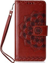 Shop4 - Samsung Galaxy S10e Hoesje - Wallet Case Vintage Mandala Donker Bruin