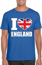 Blauw I love England supporter shirt heren - Engeland t-shirt heren S