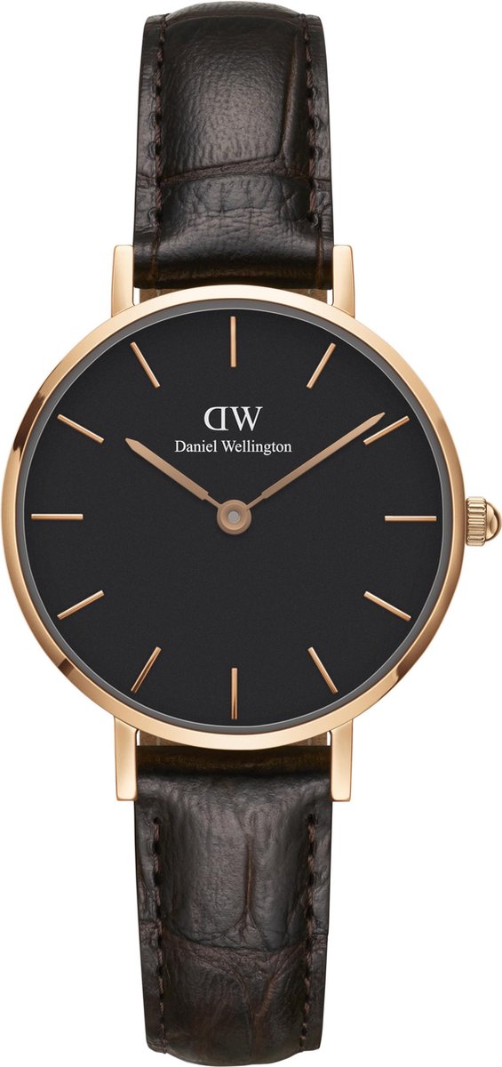 Daniel Wellington Petite York Black DW001001226 - Horloge - Leer - Zwart - Ø 28mm
