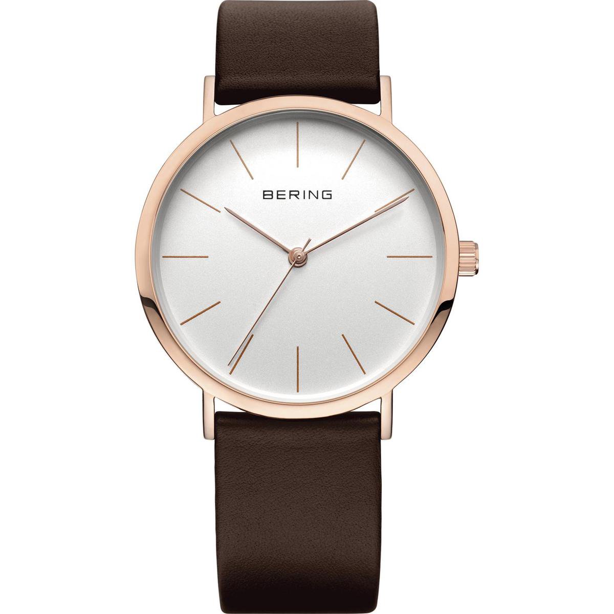 BERING 13436-564 - Horloge - Leer - Rosékleurig - Ø 36 mm