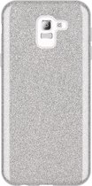 HB Hoesje Geschikt voor Samsung Galaxy J6 2018 - Glitter Back Cover - Zilver