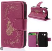 Roze vlinder agenda wallet hoesje Samsung Galaxy Young 2 SM-G130
