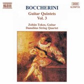 Albumhoes van Boccherini Gitaarkwintetten Vol. 3. De cover toont schilderij 'De Gitaarspeler' van Jean Antoine Watteau in warme tinten.