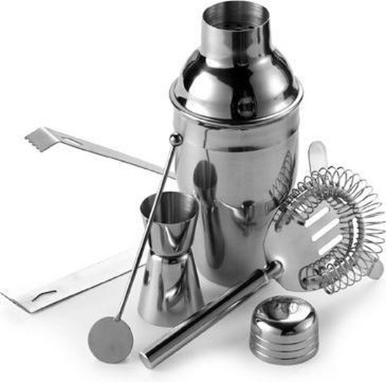 MaxxHome Cocktailset - cocktailshaker - Cocktail set - Maatbeker - Ijstang - Klopper - Lepel - RVS - 5 delig