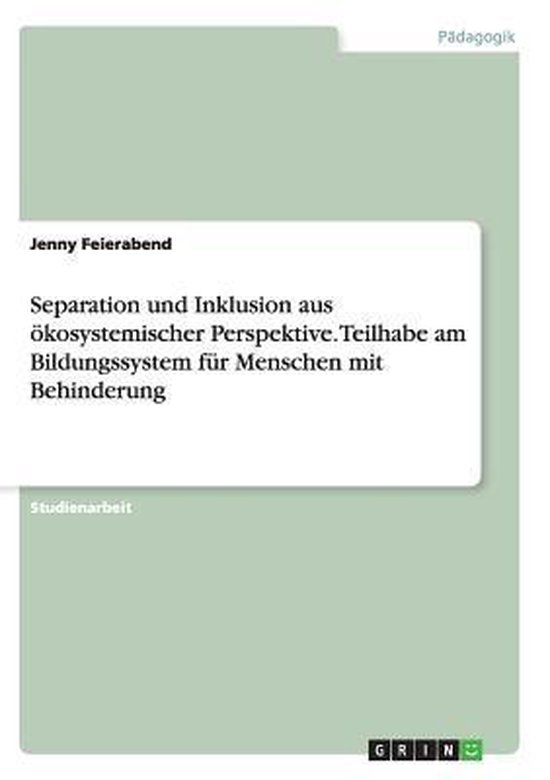 Separation und Inklusion aus ökosystemischer Perspektive. T ... - cover