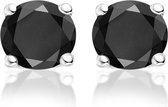 New Bling 9NB 0026 Zilveren oorstekers - zirkonia rond 8 mm - zilverkleurig / zwart