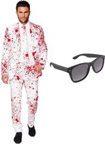 Bloedvlekken heren kostuum / pak - maat 54 (XXL) met gratis zonnebril