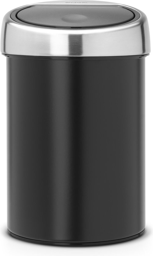 Brabantia Touch Bin Prullenbak - 3 liter - Matt Black / Matt Steel deksel