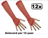 12x Paar Nethandschoenen lang vingerloos rood