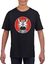 Kinder t-shirt zwart met vrolijke zebra print - zebras shirt - kinderkleding / kleding 122/128