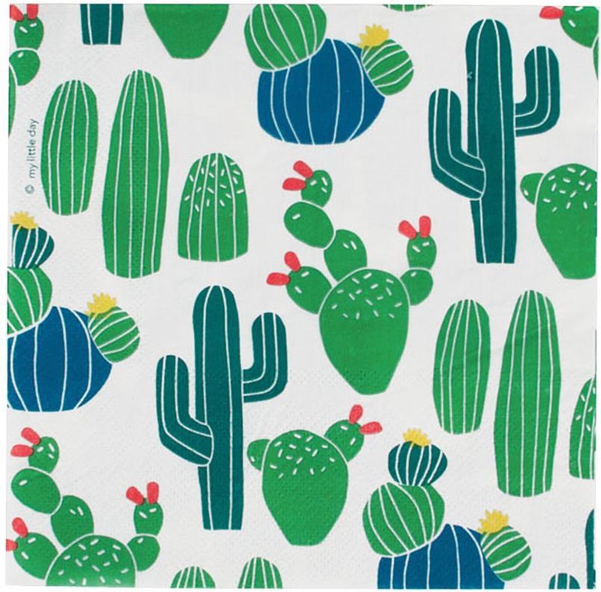Papieren Servetten - Wit met Cactussen