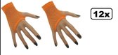 12x Paar Nethandschoen kort vingerloos oranje