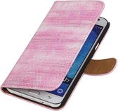 Hagedis Bookstyle Hoes - Wallet Case Telefoonhoesje - Geschikt voor Samsung Galaxy J7 Roze