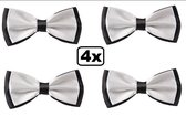 4x Vlinderstrik luxe black and white