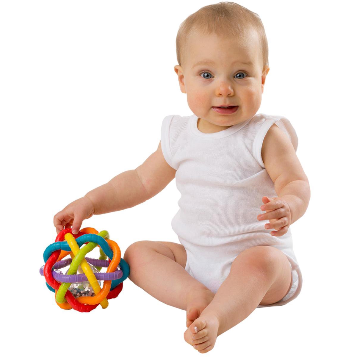Playgro Buigbare Bendy Ball - Grijp- en Bijtspeelgoed - incl rammelaar - Activiteitenbal- Baby bal - Baby Speelgoed - Educatief baby speelgoed - Speelgoed Baby - Activity centre - Rammelaar - Activiteiten speelgoed - Cadeau - stimuleert ontwikkeling — afbeelding 4