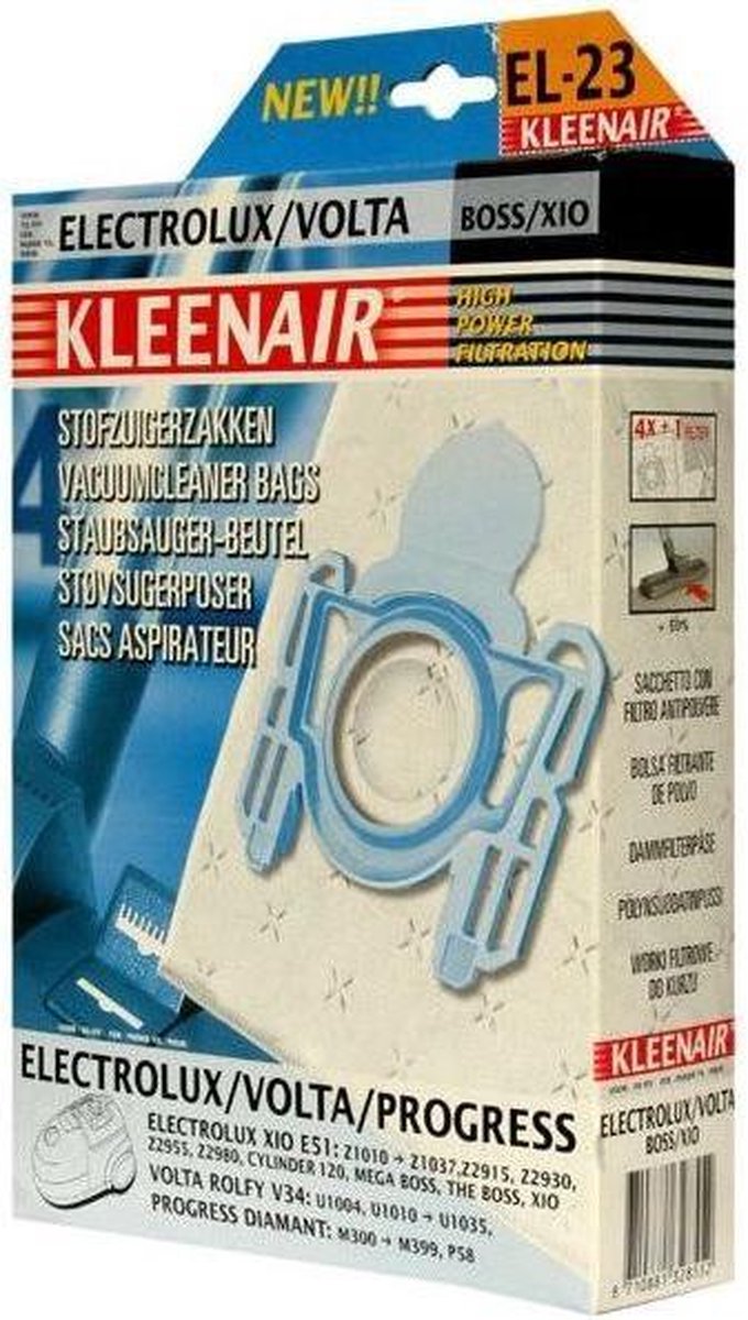 Kleenair Electrolux/Volta Stofzuigerzakken - 4 stuks + filter