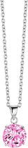 New Bling 9NB 0021 Zilveren collier met hanger - zirkonia rond 10 mm - lengte 40 + 5 cm - zilverkleurig / roze