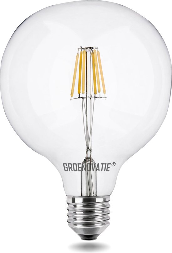 bitter Eenzaamheid Behoefte aan Groenovatie LED Filament Globelamp E27 Fitting - 6W - 160x125 mm - Warm Wit  - Dimbaar | bol.com