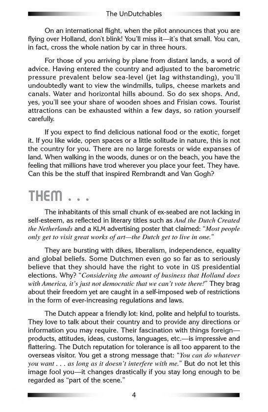 Pagina uit een boek met tekst over Nederland en de Nederlandse cultuur, met een illustratie van tulpen en molens.