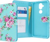 Nokia 8.1 Bookcase hoesje - CaseBoutique - Bloemen Lichtblauw - Kunstleer