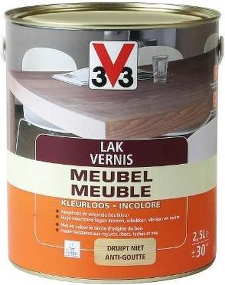 V33 Meubelvernis - Kleurloos - 2,5 l - Mat - 12 m²/l
