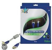 HQ - 1.4 High Speed HDMI kabel - eenzijdig haaks - 10 m - Grijs/Blauw