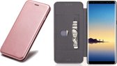 Samsung Galaxy Note 8 - Lederen Wallet Hoesje Roze / Roségoud met Siliconen Houder - Portemonee Hoesje - Book Case - Flip Cover - Klap - 360 beschermend Telefoonhoesje