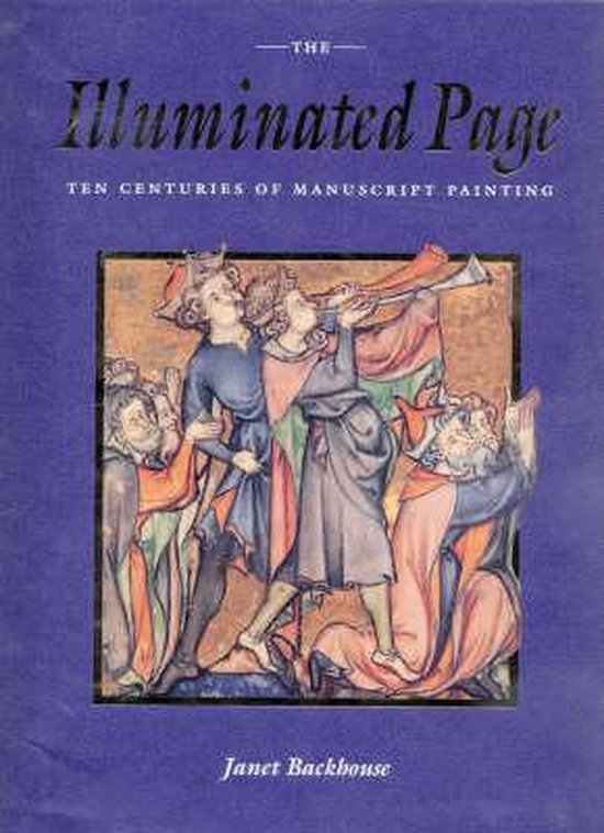 Boekomslag 'The Illuminated Page' met een middeleeuwse illustratie van musici in kleurrijke kledij.