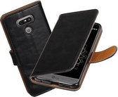 Pull Up TPU PU Leder Bookstyle Wallet Case Hoesje voor LG G6 Zwart