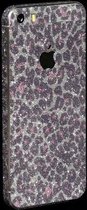 Xssive Glitter Sticker voor Apple iPhone 5 of Apple iPhone 5s iPhone SE Luipaard Pink Roze Zilver Duo Pack/2 stuks