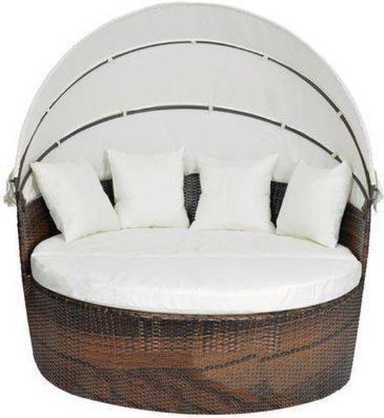 Huiswerk Vijftig Gluren vidaXL Ligbed Wicker Loungebed met zonnescherm (bruin) 40495 | bol.com