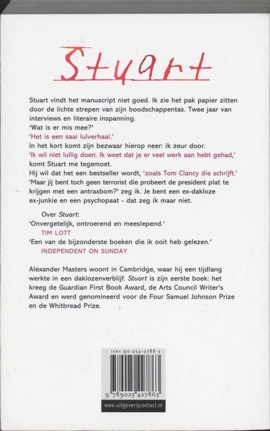 Boek "Stuart" met tekst en ISBN-nummer.