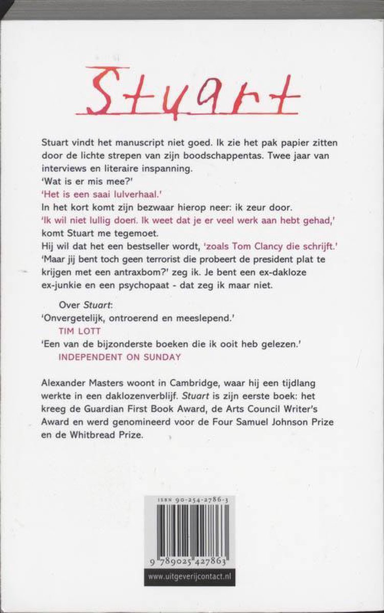 Boek "Stuart" met tekst en ISBN-nummer.