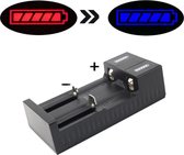 Batterijlader, oplader 2x batterij 18650,14500, 16340 etc..