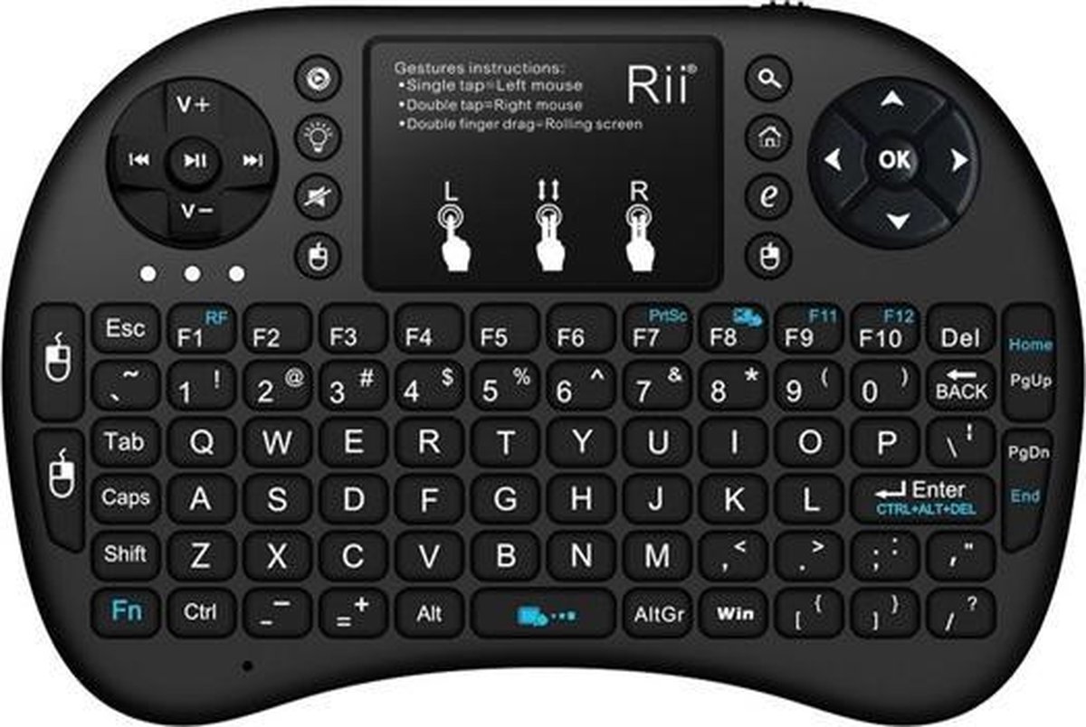 Mini Wireless Keyboard i8+ RF Draadloos QWERTY Engels Zwart toetsenbord