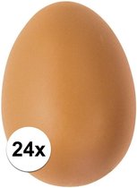 24x Plastic bruine eieren om te versieren 6 cm