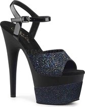 Pleaser Sandaal met enkelband -40 Shoes- ADORE-709-2G Zwart