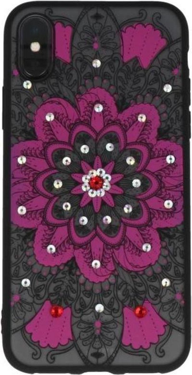 Roze Diamant Mandala Back Cover Hoesje voor iPhone X