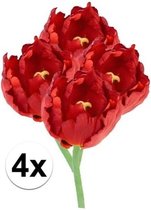 4x Rode tulp 25 cm - kunstbloemen