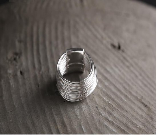 Brede Zilveren Ring - Handgemaakt - Zilverdraad Ring - 18.0mm | bol.com