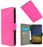 Roze Wallet Bookcase P Hoesje voor Motorola Moto G5
