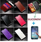 Samsung Galaxy J1 2016 Portemonnee hoes rood met Tempered Glas Screen protector